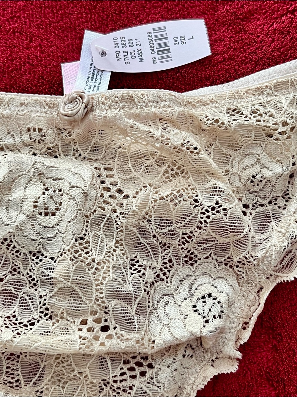 Victoria’s Secret Cream Lace Bikini Panty Large NWT Floral - Picture 3 of 4